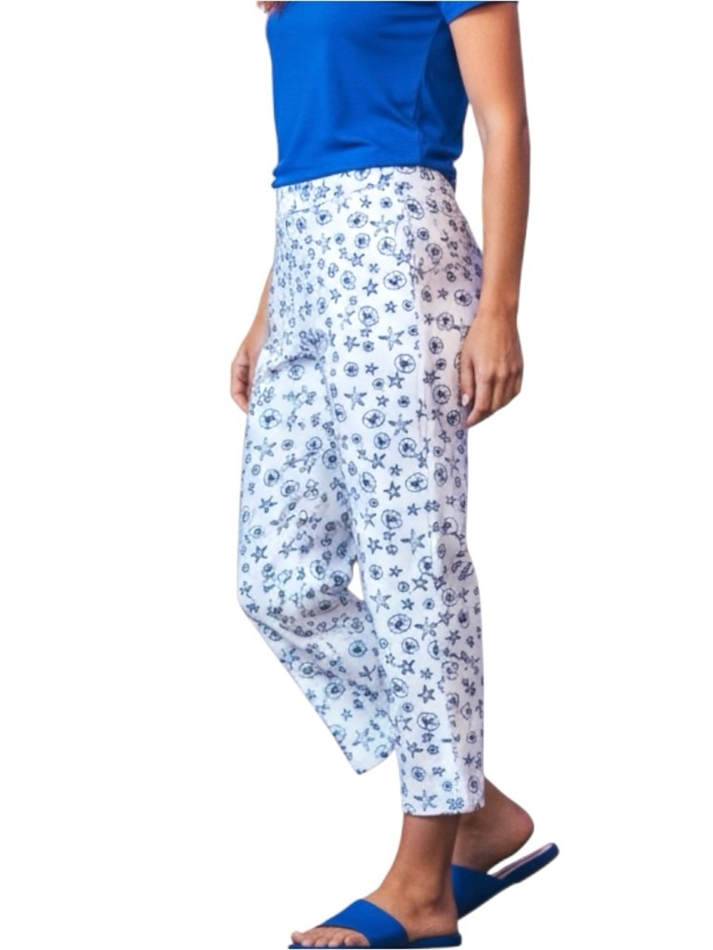 Nantucket Brand Blue & White Sand Dollar Starfish Pants Sz 14